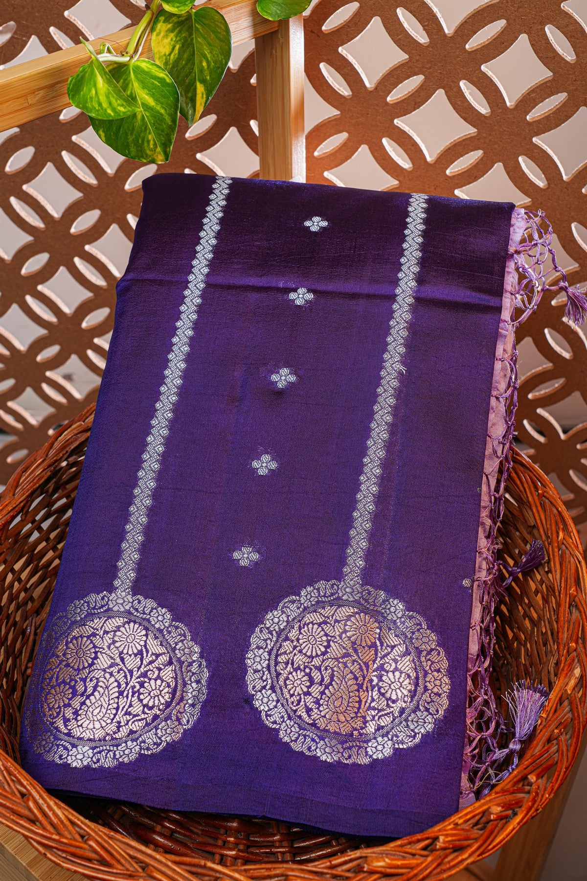 Chiniya Silk Navy Blue Saree