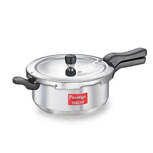 Prestige Svachh Aluminium Anti Bulge Induction Base Senior Deep Pan Pressure Cooker, (Silver)