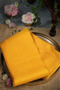 Mandir Yellow & Yellow Kanchipuram Plain Saree